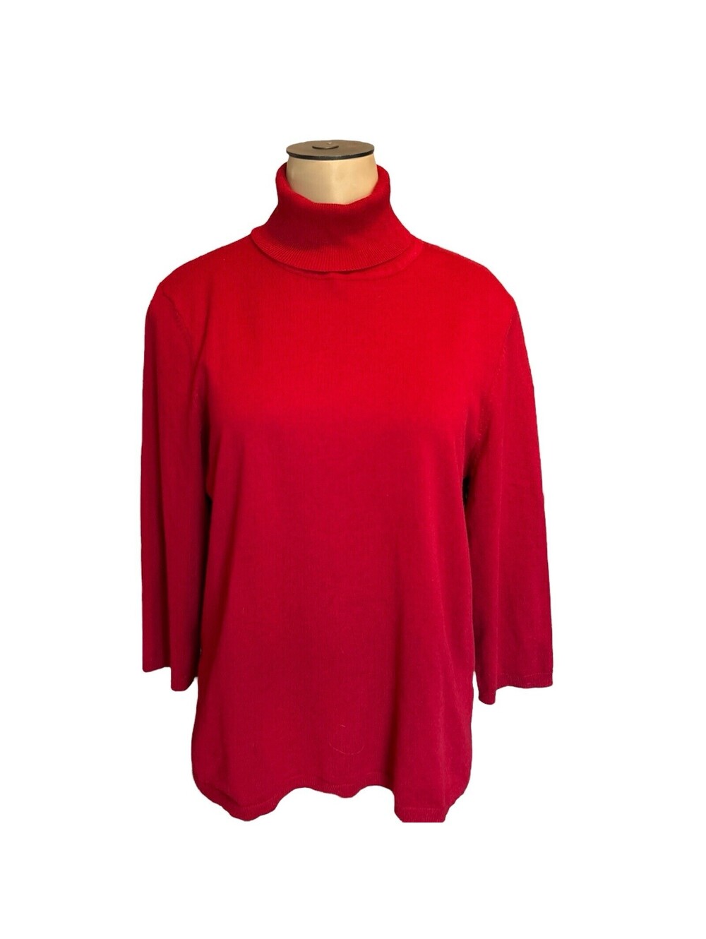 CHICO'S TURTLENECK SWEATER SIZE 1 (S) CLASSIC RED ELBOW SLEEVE MINIMALIST